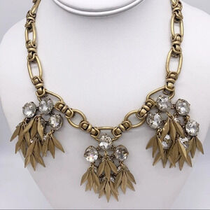 J. Crew Quill Jeweled Gold Necklace